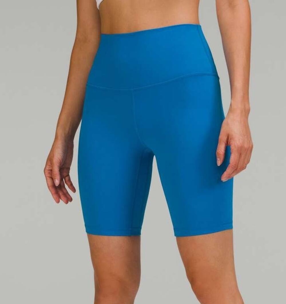 Lululemon Align High Rise Biker Shorts 8" Poolside Blue Size 8 Spin Gym Yoga